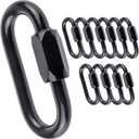 Oval Quick Link Carabiner, Black Quick Links Chain Connector, Heavy Duty Locking Carabiner for Outdoor Activities