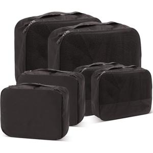 DoubleTrip Packing Cubes for Suitcases Carry on Luggage Organizer 6 Set Travel Accessories Lightweight Storage Bag Space Saver Clothes Pouch Large (Black)