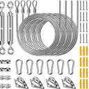 Duerer Sun Shade Sail Hardware Kit 52pcs for Rectangle Triangle Sun Shade Sails Canopy Installation 304 Stainless Steel Accessories Set for Outdoor Garden Patio(6" M6 Turnbuckles+ 4*6.6ft Cables Wire)