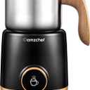 AMZCHEF Espumador de leche 8 en 1 y vaporizador de 550 vatios, vaporizador automtico de acero inoxidable dividido de 21 onzas, calentador de leche para latte, capuchino, espuma fra y caliente, leche (Negro -)