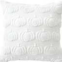 Artscope Fall Pillow Covers 16 x 16 Set of 2 Decorative Autumn Harvest Holiday Pumpkin Throw Pillow Cases Soft Plush Faux Fur Couch Cushion Case for Farmhouse Halloween Sofa Bed Room Home Decor-White