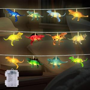 12 LED Dinosaur String Lights Battery Operated Dinosaur Lights String Realistic Looking Dino Light for Boys Bedroom Garden Patio Decoration8 Mode