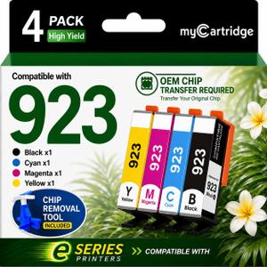myCartridge 923 Ink Cartridges Combo Pack Replacement for HP 923 Ink | without Chip Compatible with HP OfficeJet Pro 8130e 8135e 8138e 8139e 8122e Printers Ink Cartridge,4 Pack(BK/C/M/Y)