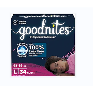 Goodnites Girls' Nighttime Bedwetting Underwear, Size Large (68-95 lbs), 75 Ct (3 Packs of 25), 