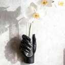 Hand Wall Sculpture with Vase Unique Resin Art, Wall-Mounted Flower Vase, Modern Decor for Living Room, Office, Apartments, Stylish Home, Elegant Interior, Contemporary Decoration (Black)