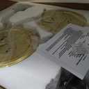 Dusk to Dawn Outdoor LED Barn Lights, 16 Inch Large Farmhouse Exterior Wall Light Fixtures with Adjustable Color Temperature, Modern Bronze Porch Lights Outside for House Garage Doorway (Orb+Gold, 16" - 2 Pack)