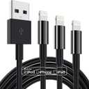 3 Pack Apple MFi Certified Charger Cable 6ft, Lightning to USB Cable Cord 6 Foot, 2.4A Fast Charging Apple Phone Long Chargers for iPhone 11/11Pro/11Max/ X/XS/XR/XS Max/8/7/6 Black
