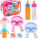 13 PCS Baby Doll Accessories Magic Bottle Set,Doll Feeding Set with Package,Pretend Play Feeding Toys for Kids,Girls,Party,Gift