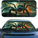 Horror Car Windshield Sunshades Giant Spider Breaking Through Windshield Front Window Sun Shade Blocks UV Rays Sun Visor Protector for Car Sedan Truck SUV Accessories 59" L x 31.5" W