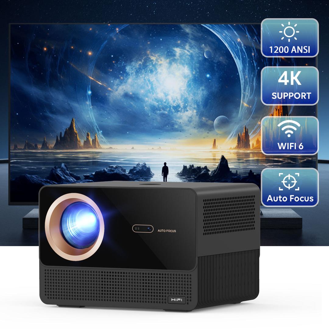 CRE CR67 4K LED Projector 1200 ANSI Lumens Portable Pocket Short Throw with Android 9 HIFI Stereo Built-in Speakers