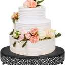 Wenqik Cake Stand 16 Inch Round Metal Cupcake Dessert Wedding Cake Stand Cookies Display Holder Fruit Serving Tray for Table Wedding Birthday Anniversary Party(Black)
