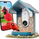 Birdbuddy PRO Solar Smart Bird Feeder with Camera - AI Bird Species Identification, 5MP Photos, 2K HD Video Live Stream Camera, Slow-Motion Video, 2.6in Focus - Blue Solar