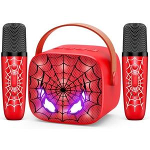 Mini Karaoke Machine Toys Gifts: Kids Toys Birthday Gifts for 4 5 6 7 8 9 Years Old Girl Boy LED Portable Bluetooth Speaker with 2 Wireless Microphone Girl Boy Kid Adult Gift Age 3-12+