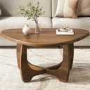 Coffee Table for Living Room - Mid Century Modern Coffee Tables with Triangle Top, Unique Small Round Coffee Table, Wood Oval Tea Table with Solid Legs for Bedroom, 35.8"x 22.5" x 16.2" Walnut, 36" x 22.4" x 16"