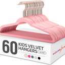 HOUSE DAY Velvet Kids Hangers 60 Pack, Premium Childrens Hangers for Closet, Ultra Thin Cute Clothes Hanger, Non Slip Small Felt Hanger 14 Inch for Kids Clothes, Blush Pink