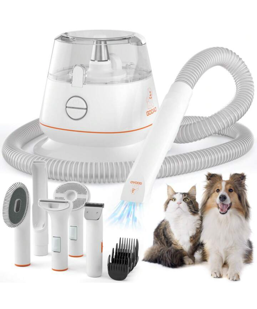 Gooad Dog Hair Vacuum & Pet Grooming Vacuum,Dog Clippers , Dog Brush For Shedding With 5 Pet Grooming Tools, Low Noise Dog Grooming Kit,Dog Hair Trimmer, Dog Hair Remover Pet Grooming Supplies