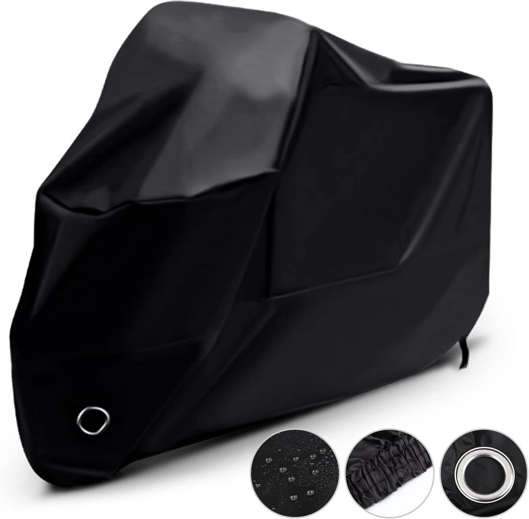 LIHAO Waterproof Motorcycle Cover Shelter Rain UV All Weather Protection 190T