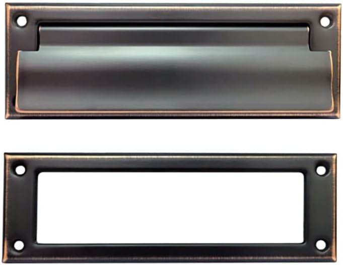 QCAA Soild Brass Mail Slot, with Solid Brass Interior Frame, 8-7/8''X2-7/8" Venetian Bronzet 1 Pack, Made in Taiwan