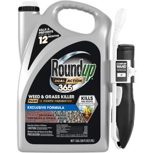 Roundup Dual Action 365 Weed & Grass Killer Plus 12 Month Preventer with Comfort Wand, Kills & Prevents for up to 1 Year, 1 gal.