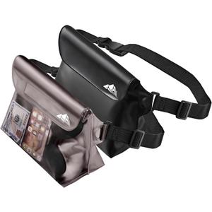 HEETA 2/3/4 Pack Waterproof Pouch with Waist Strap, Screen Touchable Dry Bag with Adjustable Belt for Phone Valuables for Kayaking, Swimming, Snorkeling, Boating, Fishing, Surfing & Beach (Black & Grey)