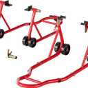 SPECSTAR Motorcycle Stands, 882 Lbs Capacity Front Rear Wheels Lift Combo with U+L Adjustable Swingarm Spool, Heavy Duty Paddock Stands fit for BMW Suzuki Yamaha Honda Kawasaki, Red
