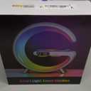 Smart LED Table Lamp, 4-in-1 Wireless Charger, Night Light, Alarm Clock, and Bluetooth Speaker with App Control for Bedroom, Office, and Home Decor (White)