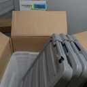 Amazon Basics Plastic Storage Containers with Secure Latching Lids, Stackable Organization Bins, Clear/Grey, 32 Quart, Set of 6