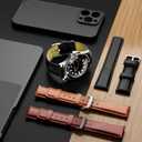 14mm 16mm 18mm 20mm 21mm 22mm 23mm 24mm Leather Watch Band Quick Release Watch Strap Replacement Deployment Buckle Wristband for Men and Women (Glossy Leather/Drak Brown)