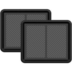 IRONGATE Heavy Duty Big Foot Boot Tray Door Mat - Set of 2 Multi Purpose Rugged Black Rubber All Weather Shoe Tray - Indoor Outdoor Entryway Garage Pet Feeding Mat Painting Projects Clean Ups - 16x18