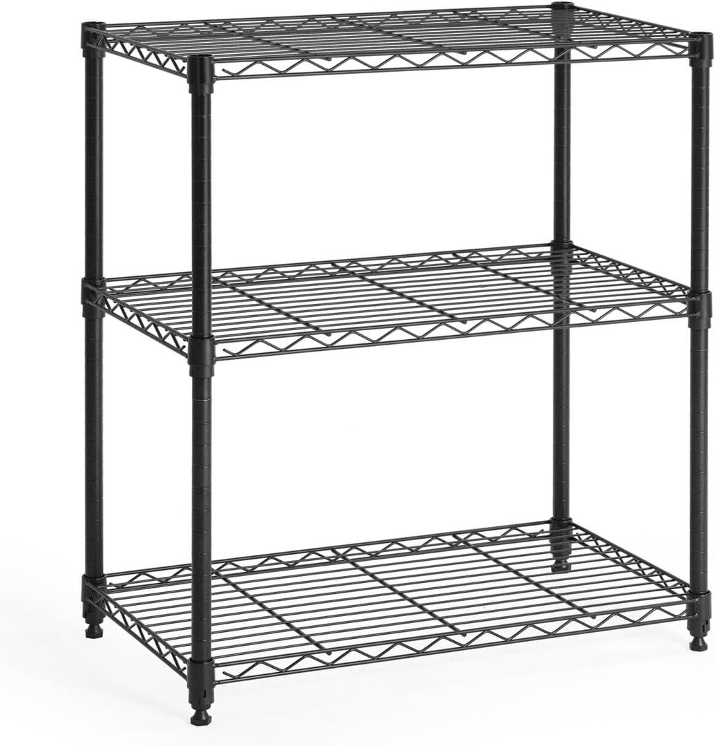CAPHAUS 3/4/5-Tier Adjustable Height Wire Shelving Unit, Rack Shelving, Metal Steel Shelves, Garage Organizer, Utility Storage Shelf, 3-Tier Without Wheels, Black 2 - Pack