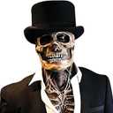 Full Head Skull Mask, Scary Skeleton Latex Costume Mask for Cosplay, Halloween, Dance, Carnival, Masquerade, Party