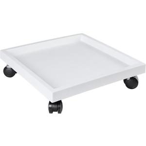 13 Inch Square Rolling Plant Caddy Saucer with Wheels, Heavy Duty Wheeled Planter Stand for Potted Plant, Coaster Roller Base Tray with Casters, Flower Pot Dolly Holder for Indoor Outdoor (White)