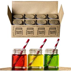 Small Mason Jar Shot Glasses with Lids (8 Pack) Tiny 2 oz Glass Jars with Lids, Ginger & Wellness Mini Shot Bottles, Juice, Tequila, Alcohol, Moonshine Shooter Set, Unique Christmas Gift, Bulk, Cute
