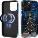 Case for iPhone 15 Pro [Compatible with MagSafe], Glossy Soft Silicone + Hard PC Anti-Scratch Shockproof Protective 2-in-1 Case for Women Men - Stained Glass Christmas Tree Aesthetic