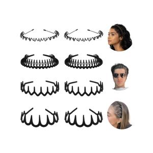 WOVOWOVO Plastic Hair Bands with Teeth, 10 Packs Headbands for Women Girls Teens (Style Black)