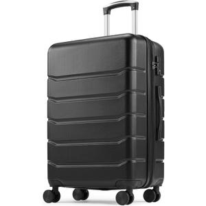 Sweetcrispy Modern Black, 20 inch Carry on Luggage,Hard Shell Expandable Double Spinner Suitcase