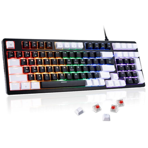 Mechanical Gaming Keyboard, Full Key Compact Wired RGB Backlit Light Up, Red Switches Hot Swappable USB C Creamy Sounding Silent White Mechanical Keyboard for PC MAC