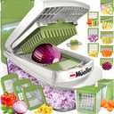 Mueller Pro-Series 10-in-1, 8 Blade Vegetable Chopper, Onion Mincer, Cutter, Dicer, Egg Slicer with Container, French Fry Cutter Potato Slicer, Home Essentials, Salad Chopper White,Green