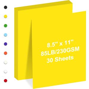 Cardstock 8.5" x 11 ",Cardstock Paper 85 lb/230 gsm,Yellow Card Stock for Printer,Drawing,Gift tags,Invitations, Cards etc (Yellow, 30 Sheets)