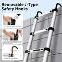 Telescoping Ladder 14.5 FT with 2 Detachable Hooks, 330 lbs Max Capacity