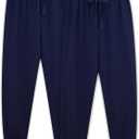 COLORFULLEAF Mens Cotton Pajama Pants Lightweight Jogger Pajama Bottoms Soft Lounge Pants with Pockets (Large, Navy Blue&navy Blue)