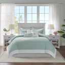 Harbor House 100% Cotton Duvet Cover, Jacquard Coastal Coral Duvet Cover Set  Light Weight Bed Comforter Covers, Coastline Blue King/Cal King (106"x90") 3 Piece