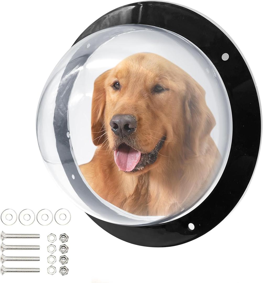 Hamiledyi Dog Fence Window, 12.4" Acrylic Dome Window Clear Bubble Peek Window, Dog Playground Window Pet Bubble Window, Doggie Fence Window Relieves Stress, Reduced Barking for Dog Cat (1Pack)
