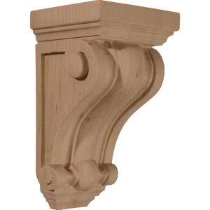 Ekena Millwork CORW04X04X07DERW Devon Traditional Wood Corbels, 4"W x 4"D x 7 1/2"H, Rubberwood