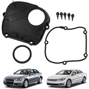 Engine Upper Timing Chain Cover with Gasket Compatible with 2008-2017 Audi A3 A4 A5 A6 Q5 TT VW Beetle CC EOS Golf GTI Jetta Passat TIGUAN Replaces# 06H103269H 06H103269L 06H103269G, Black