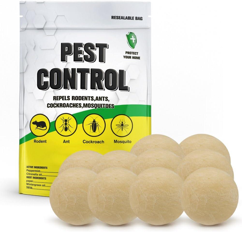 Pest Control Balls, Mice Repellent, High-Strength Mouse Repellents Peppermint, Rat Repellent, RV Mouse Deterrent Repels Rodents,Spiders,Roaches,Ants,Moths & Other Pests,Mice Control-10 Balls/Bag (1.63 Ounce (Pack of 8))