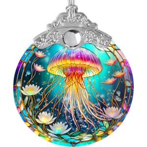 Stained Glass Suncatcher, Jellyfish Ornament for Christmas Tree, Holidays Decor, Home Decoration and Gifts