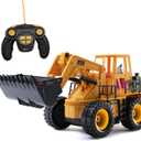 Top Race TR-113 5 Channel Full Functional Remote Control Tractor Toy Front Loader - 14 x 6 x 8 inch Electric RC Remote Control Construction Toy Tractors with Lights and Sounds