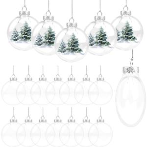 24PCS Clear Plasitc Discs Ornaments,3.15 Inch Clear Flat Fillable Hanging Ornament Ball Transparent Fillable Ornaments Balls for DIY Craft Projects Wedding Christmas Tree Home Decor