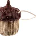 Rattan Woven Basket Bags: 1Pc Acorn Shaped Basket Purse Wicker Straw Purse Rattan Bag Handwoven Crossbody Bag, Mushroom Basket Acorn Bag Wicker Basket for Girls Women Little Red Riding Hood Basket